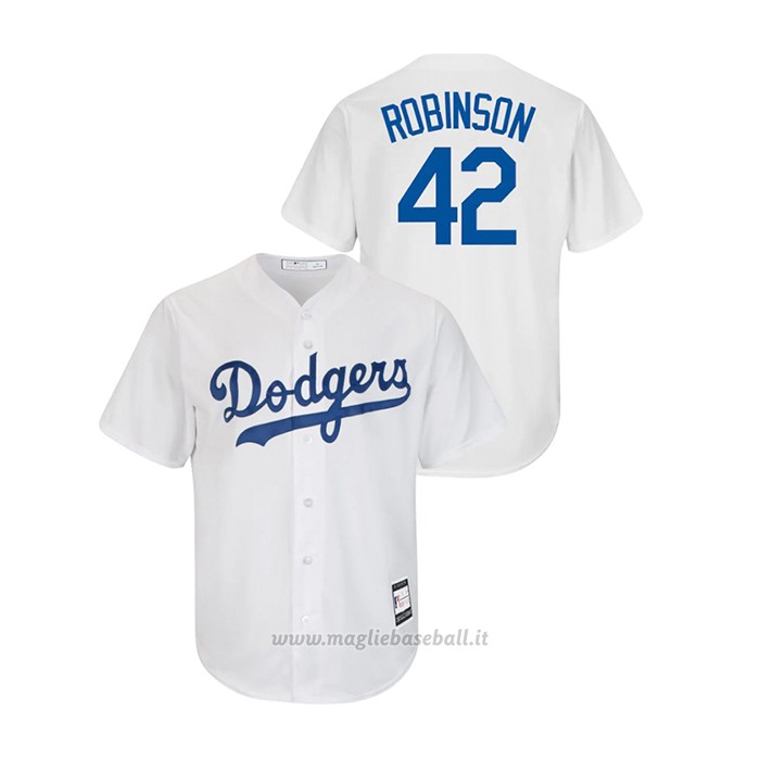 Maglia Baseball Uomo Los Angeles Dodgers Jackie Robinson Cooperstown Collection Replica Primera Bianco
